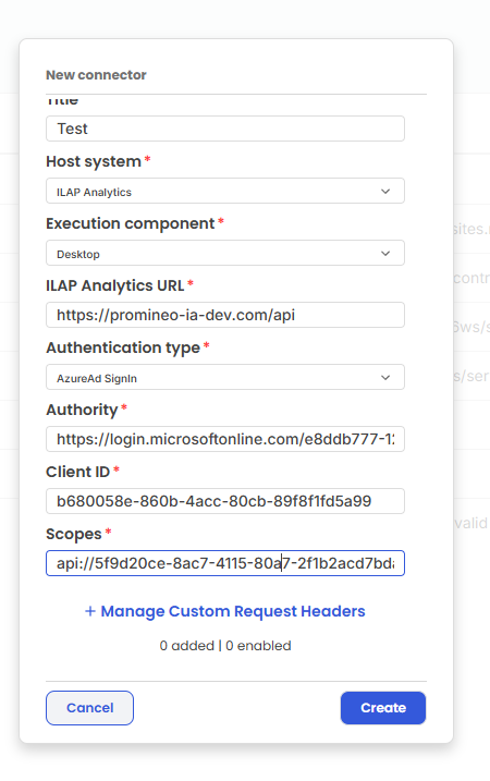 Creating connector