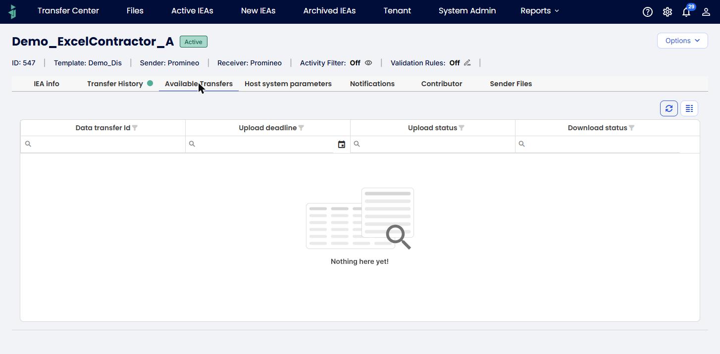 Available Transfers tab